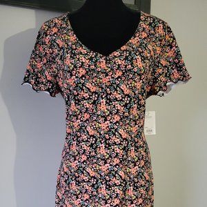 3/$20 Bundle Or New Size XL Black Floral V Neck Bodycon Dress by So Kohl's